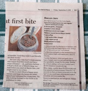 Not Quite Nigella's Bacon Jam recipe printed in the Detroit News