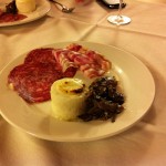 Sopressa, White Polenta and Mushrooms